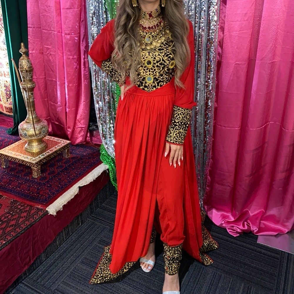 Red and Gold Afghan Dress and pants